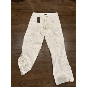 Armani Exchange Women Cargo Hiking Pants Adjustable DrawString Whitestone Sz 6
